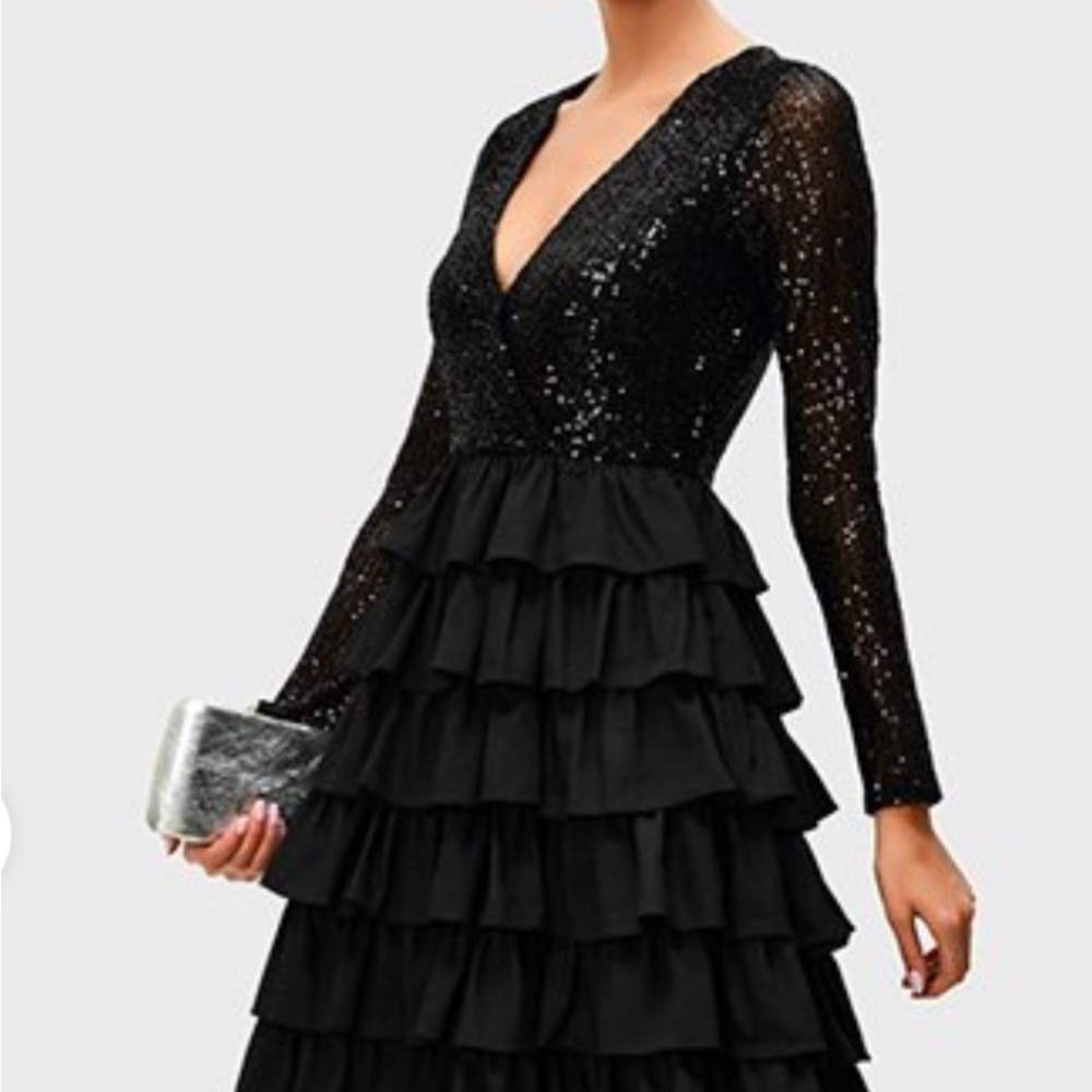 elegant sequined long sleeved dress